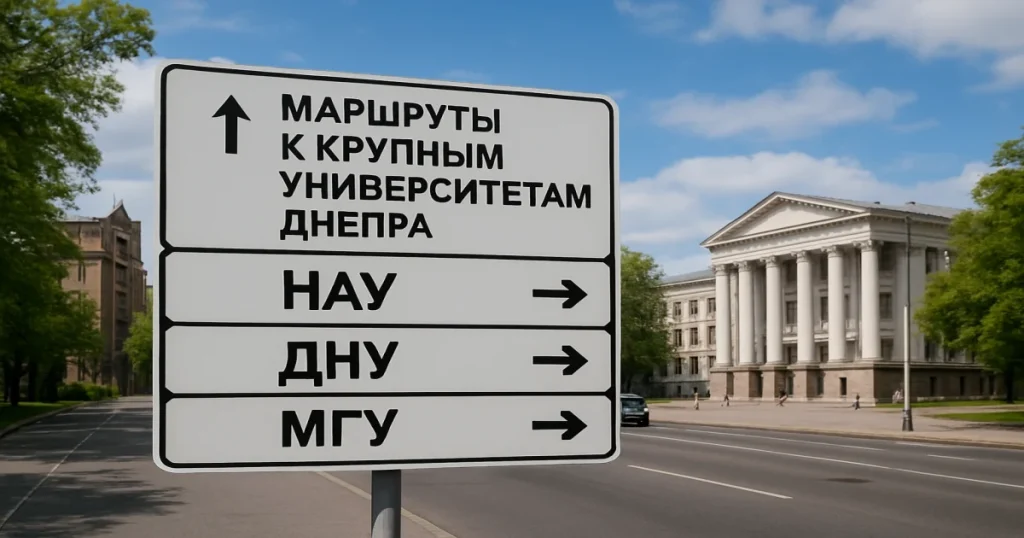Маршруты к крупным университетам Днепра