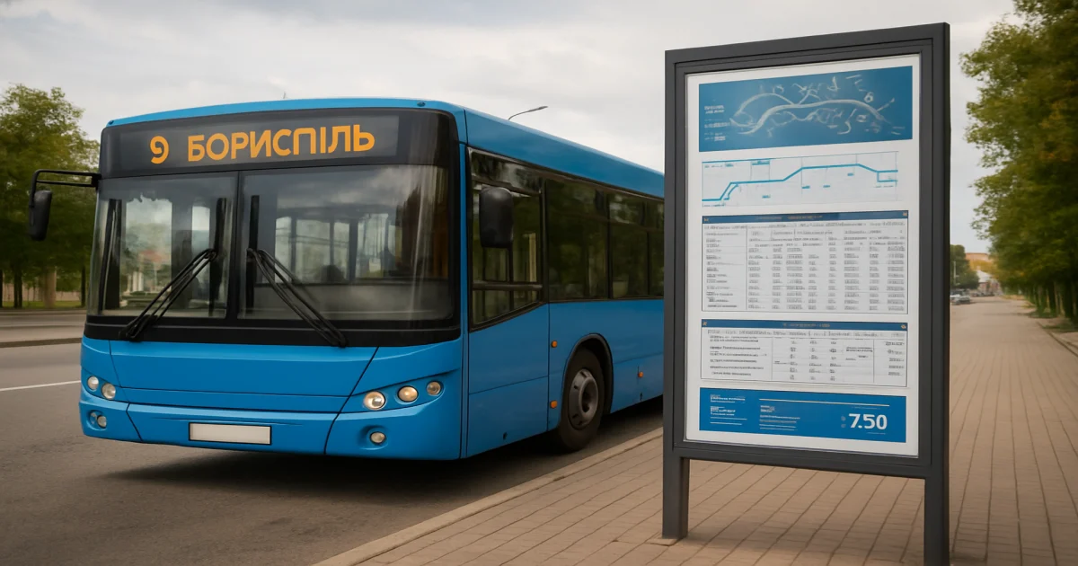 Автобус №9 в Борисполі: Розклад, схема, вартість